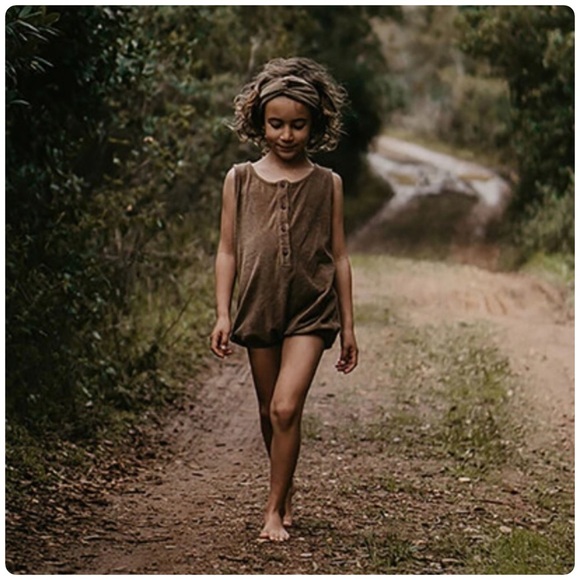 The Simple Folk | The Journey Organic Terry Romper Walnut Brown | Girls 6/7 - Picture 1 of 12